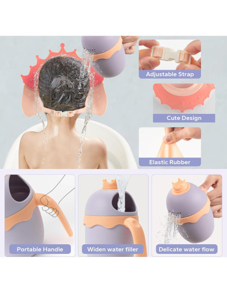 Gorro de Ducha para Bebés FUNUPUP con Taza de Enjuague Amarillo