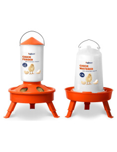 Kit Alimentador y Bebedero Pollitos Eggluuz 1.5L 1.5kg Ajustable