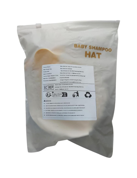 Gorro de Ducha para Bebés FUNUPUP con Taza de Enjuague Amarillo