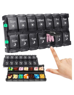 Organizador Semanal de Pastillas Shintop 2 Veces al Día Negro