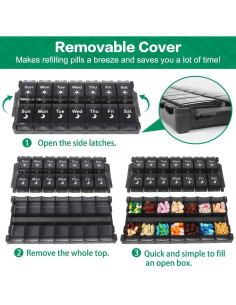 Organizador Semanal de Pastillas Shintop 2 Veces al Día Negro 2