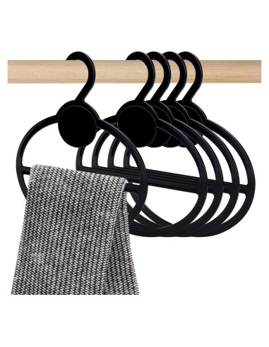 Perchas Ovaladas de Plástico Negro AHANDMAKER - 10 Pcs 13.6 cm