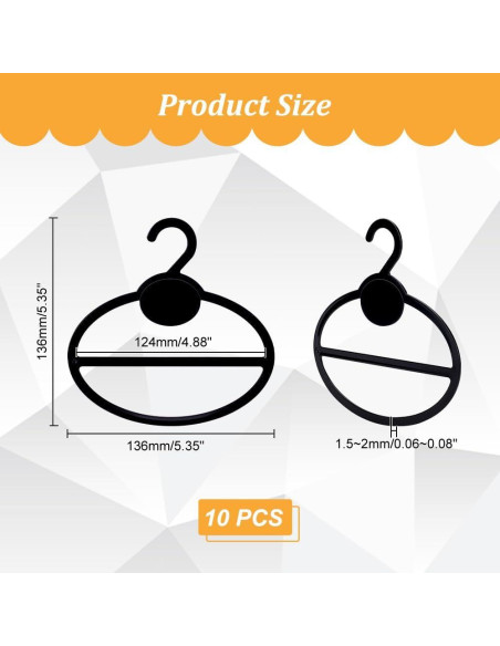 Perchas Ovaladas de Plástico Negro AHANDMAKER - 10 Pcs 13.6 cm