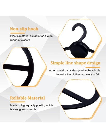 Perchas Ovaladas de Plástico Negro AHANDMAKER - 10 Pcs 13.6 cm