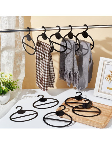 Perchas Ovaladas de Plástico Negro AHANDMAKER - 10 Pcs 13.6 cm