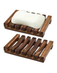 Soporte de Jabón de Madera Natural MODENGKONGJIAN 2 Pcs