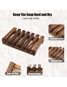 Soporte de Jabón de Madera Natural MODENGKONGJIAN 2 Pcs 2