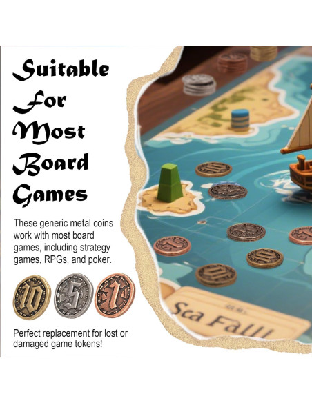 50 Monedas de Metal para Juegos de Mesa - Prefdo - Oro Rosa, Plata, Bronce