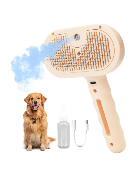 Cepillo Deshedding Autolimpiante CHENJIU para Perros y Gatos Rosa