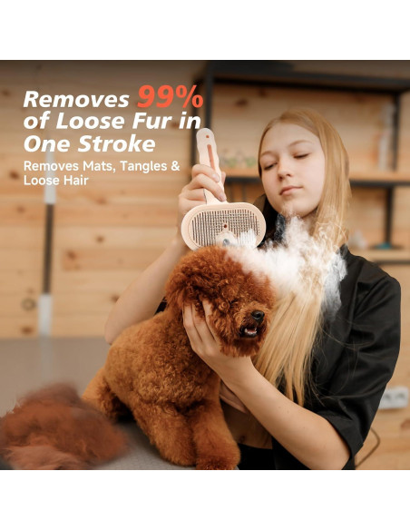 Cepillo Deshedding Autolimpiante CHENJIU para Perros y Gatos Rosa