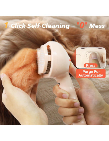 Cepillo Deshedding Autolimpiante CHENJIU para Perros y Gatos Rosa