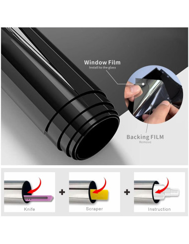 Película de Privacidad Estática GlowHome 44.5x199.8cm Negra