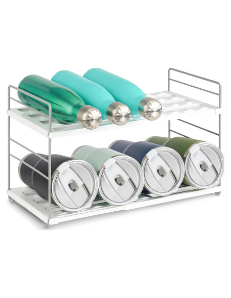 Organizador de Botellas de Agua JUPELI 2 Niveles Ajustable Blanco
