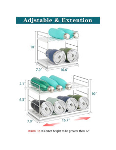 Organizador de Botellas de Agua JUPELI 2 Niveles Ajustable Blanco 2