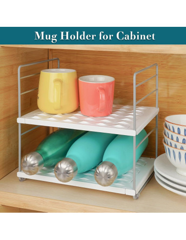 Organizador de Botellas de Agua JUPELI 2 Niveles Ajustable Blanco