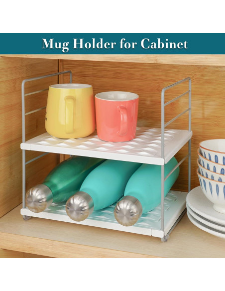 Organizador de Botellas de Agua JUPELI 2 Niveles Ajustable Blanco