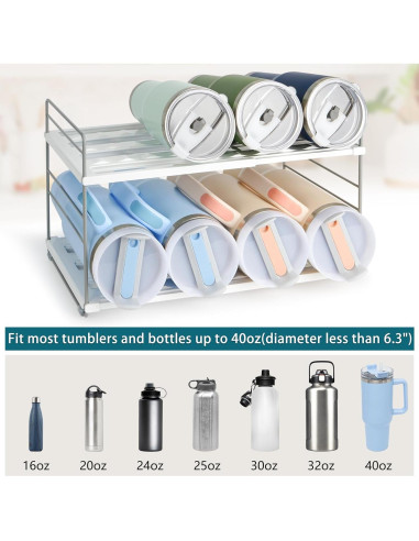 Organizador de Botellas de Agua JUPELI 2 Niveles Ajustable Blanco