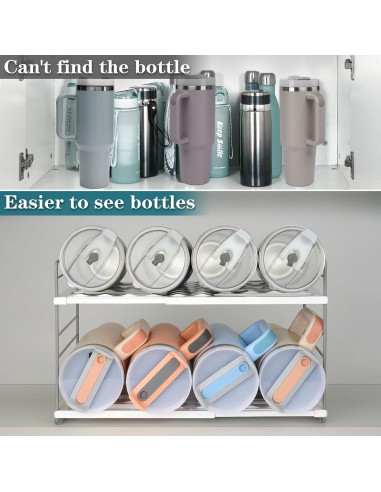 Organizador de Botellas de Agua JUPELI 2 Niveles Ajustable Blanco