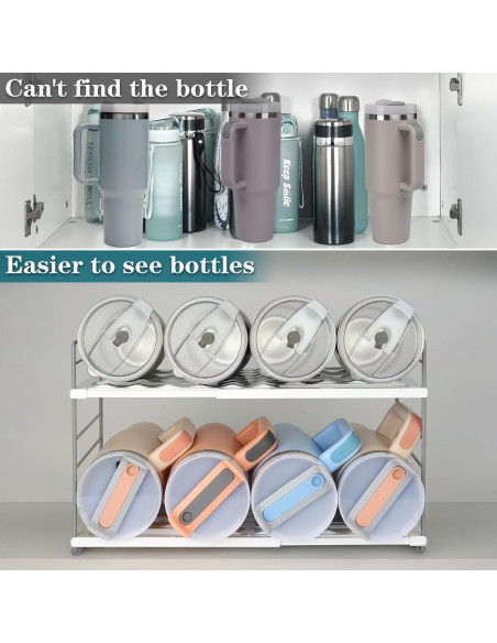 Organizador de Botellas de Agua JUPELI 2 Niveles Ajustable Blanco