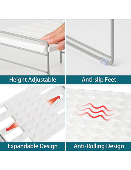 Organizador de Botellas de Agua JUPELI 2 Niveles Ajustable Blanco