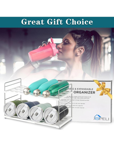 Organizador de Botellas de Agua JUPELI 2 Niveles Ajustable Blanco