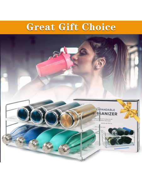 Organizador de Botellas de Agua JUPELI 2 Niveles Ajustable Blanco