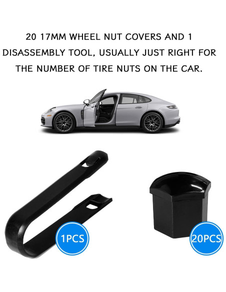 Cubiertas de Tuercas de Rueda KUQUTIDY 17mm Antirrobo 20PCS
