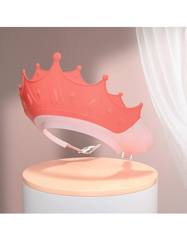 Gorro de Ducha Ajustable para Niños con Taza de Enjuague Rosa