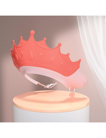 Gorro de Ducha Ajustable para Niños con Taza de Enjuague Rosa