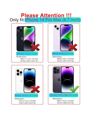 Funda SunStory para iPhone 14 Pro Max con Protector HD Negro