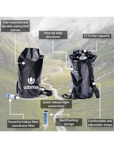 Sistema de Mochila UZ-BP - Filtro de Agua 17.5L Portátil