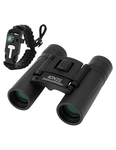 Binoculares Compactos 10x22 Hadiat + Pulsera Paracord 7 en 1
