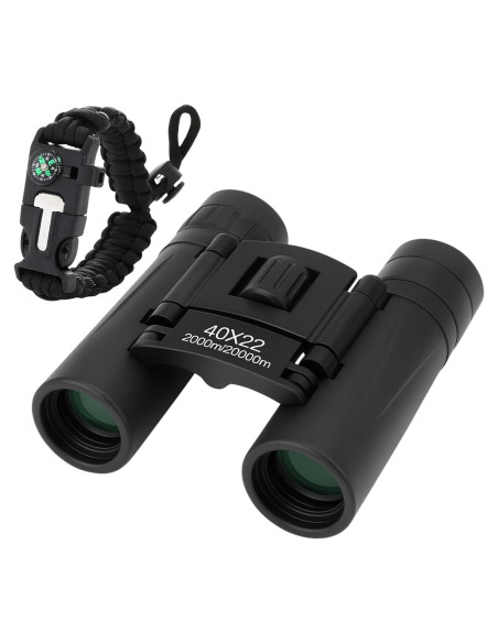 Binoculares Compactos 10x22 Hadiat + Pulsera Paracord 7 en 1