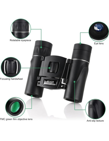 Binoculares Compactos 10x22 Hadiat + Pulsera Paracord 7 en 1