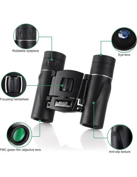 Binoculares Compactos 10x22 Hadiat + Pulsera Paracord 7 en 1