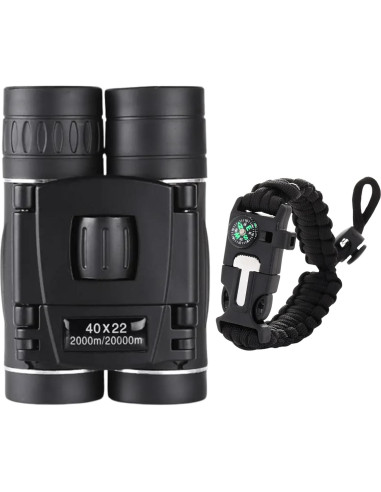 Binoculares Compactos 10x22 Hadiat + Pulsera Paracord 7 en 1