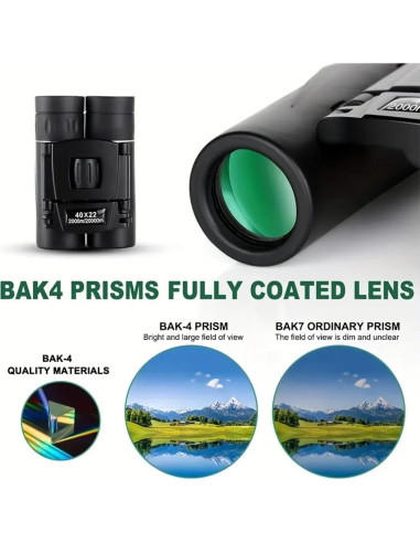 Binoculares Compactos 10x22 Hadiat + Pulsera Paracord 7 en 1