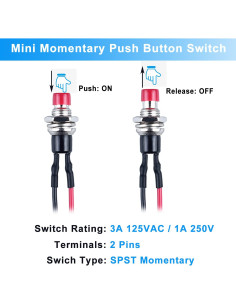 Paquete de 12 Interruptores de Botón Mini DMWD 1A 250VAC 2