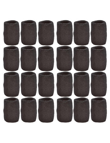 Muñequera de Algodón Deportes Únicos - 12 Pares Negros