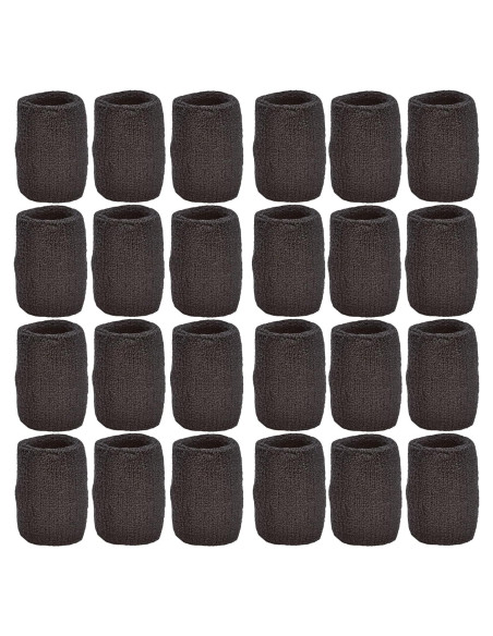 Muñequera de Algodón Deportes Únicos - 12 Pares Negros