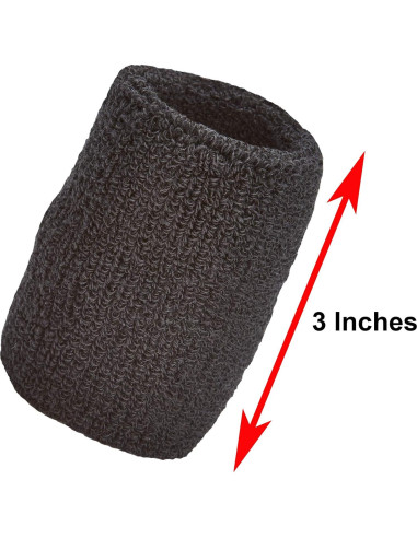 Muñequera de Algodón Deportes Únicos - 12 Pares Negros