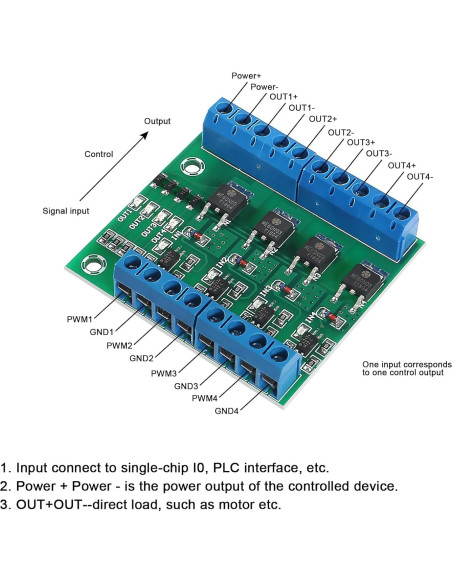 Módulo Controlador MOSFET 4 Canales Coliao 10A PWM 3-27V