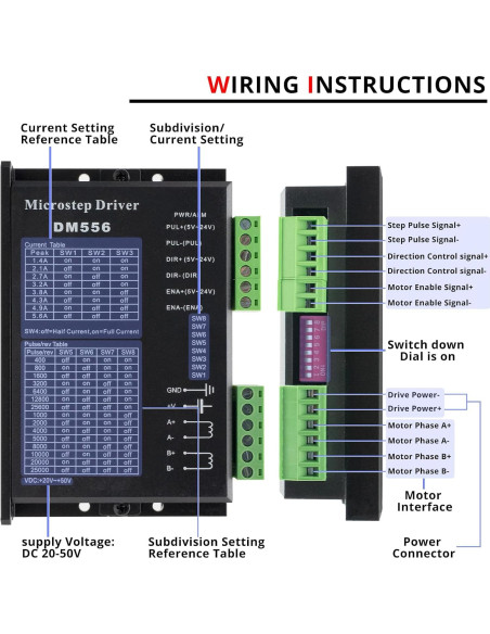 Controlador de Motor Paso a Paso Digital MAKERELE DM556 1.4-5.6A 20-50V CC
