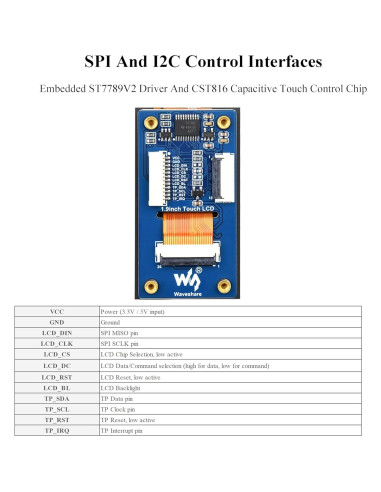 Módulo Pantalla LCD Táctil 1.9" Wonrabai 172x320 IPS