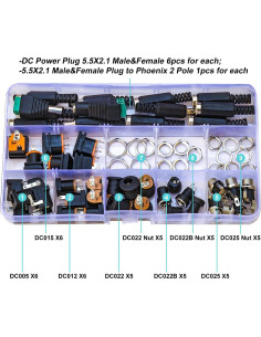 Kit de Conectores Jack de Poder DC 5.5x2.1mm Tcenofoxy 8 Tipos 2