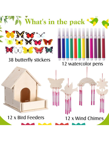 Kit de Manualidades Feifeiya: 12 Casas de Pájaros para Pintar