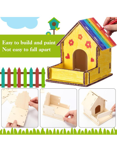 Kit de Manualidades Feifeiya: 12 Casas de Pájaros para Pintar