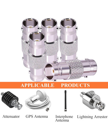 Adaptadores BNC Hembras CNARIO 5pcs 50 Ohm para CCTV