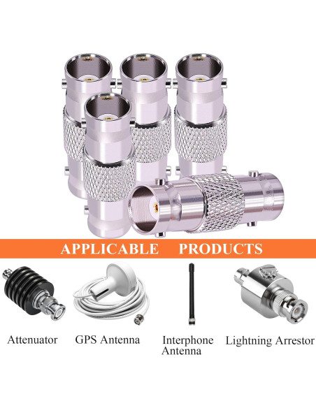Adaptadores BNC Hembras CNARIO 5pcs 50 Ohm para CCTV