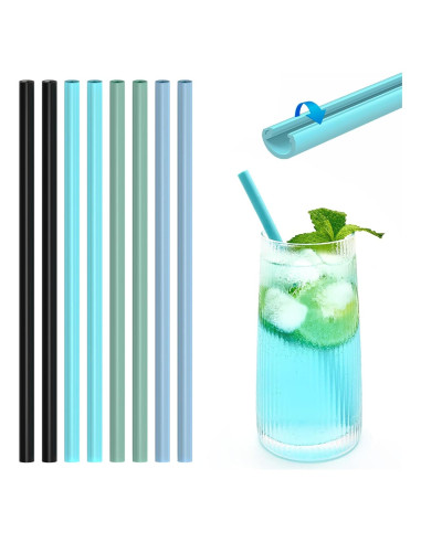 Popotes Reutilizables de Silicona Happy Create 20 cm 8 mm 8 Unidades